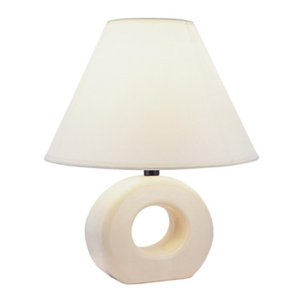Cling 12 in. Ceramic Table Lamp - Ivory with Coolie Lamp Shade CL106144